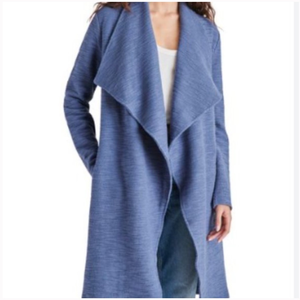 NWT Steve Madden Drape Front Slub Knot Jacket in Blue Gray, size XL